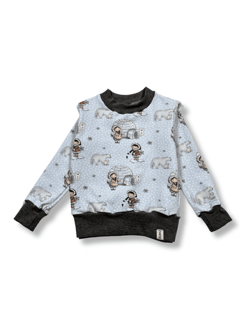 Einzelstück Bio Sweater Polarbär blau gepunktet - Coucou Ma Vie