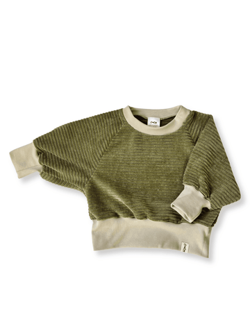 Oversized Baumwollcord Sweater hellgrün - Coucou Ma Vie